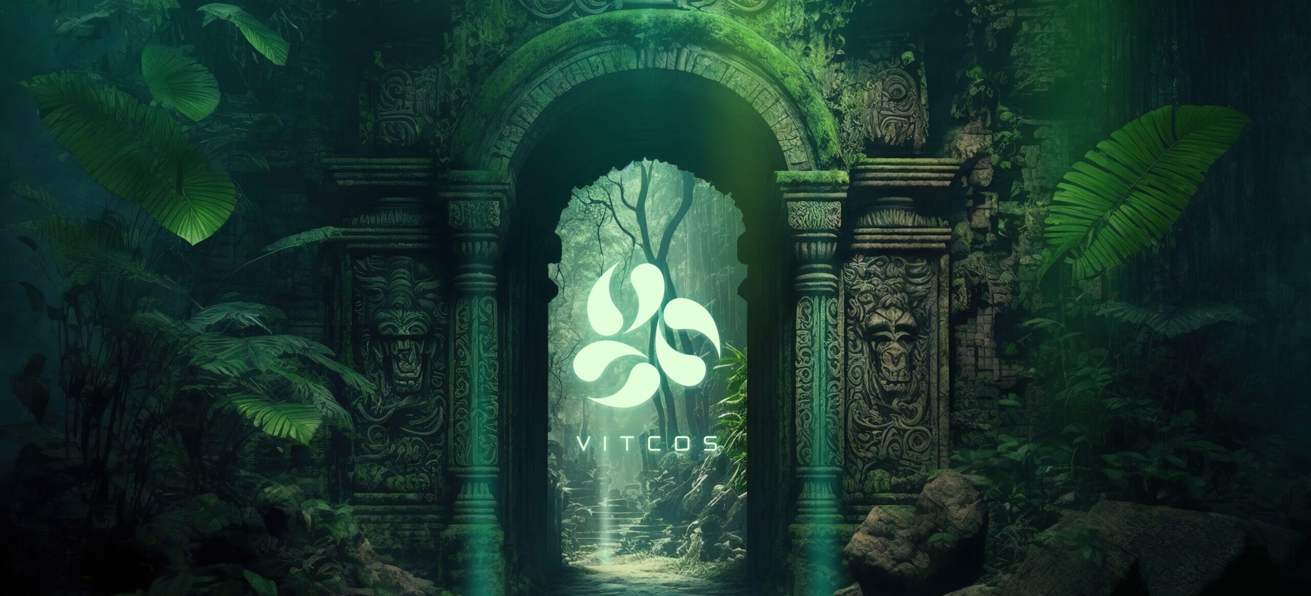 Mayan gate in the forest. Generative AI